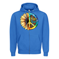 True Royal Hippie Soul with Sunflower and Leopard Background Zipper Hoodie - JahusDesignShop