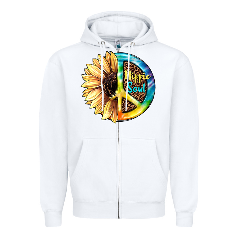 Hippie Soul With Sunflower And Leopard Background Zipper Hoodie by JahusDesignShop | Teevron