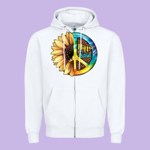 Hippie Soul With Sunflower And Leopard Background Zipper Hoodie Designed By Jahusdesignshop
