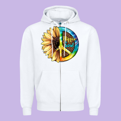 Hippie Soul With Sunflower And Leopard Background Zipper Hoodie Designed By Jahusdesignshop