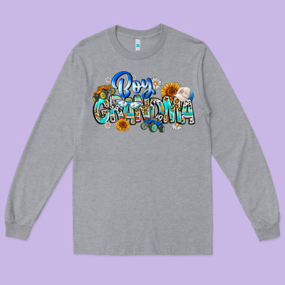 Boy Grandma Long Sleeve Tee Designed By Cowhidedigitalart