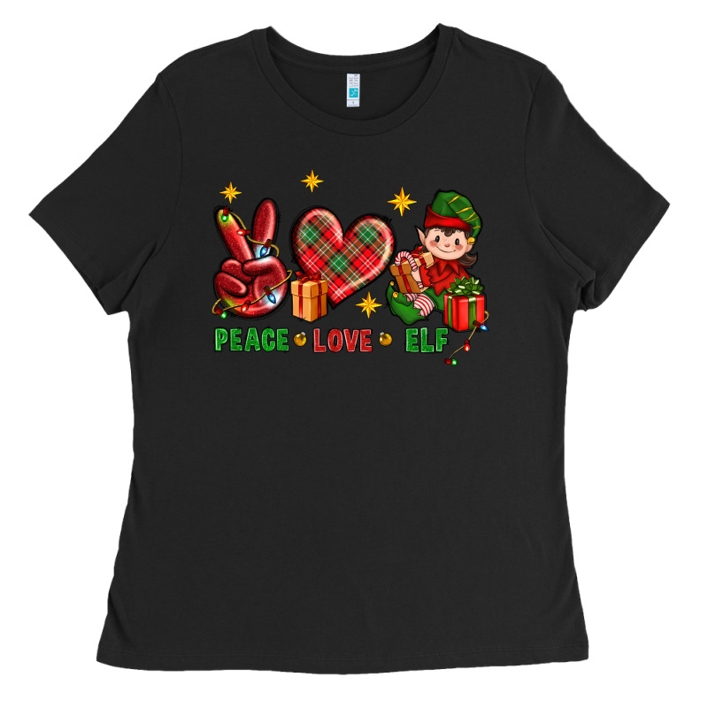Peace Love Elf Christmas Ladies Tee by BundleAndBundleShop | Teevron