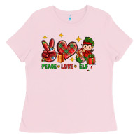 Peace Love Elf Christmas Ladies Tee | Teevron