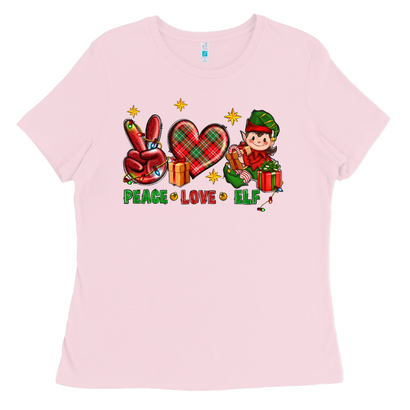 Peace Love Elf Christmas Ladies Tee by BundleAndBundleShop | Teevron