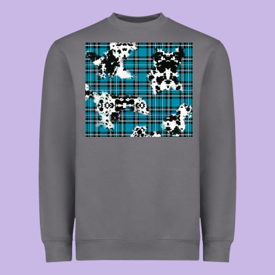Winter Plaid And Cowhide Pattern Heavyweight Sweatshirt Designed By Ranaportraitstore