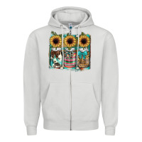 Dove Grey mason jar, sunflower Zipper Hoodie - JahusDesignShop