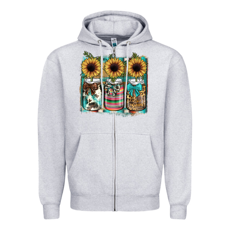 Mason Jar, Sunflower Zipper Hoodie by JahusDesignShop | Teevron