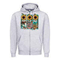 Heather Grey mason jar, sunflower Zipper Hoodie - JahusDesignShop