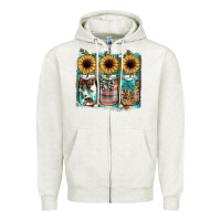 Oatmeal Heather mason jar, sunflower Zipper Hoodie - JahusDesignShop