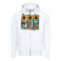 White mason jar, sunflower Zipper Hoodie - JahusDesignShop
