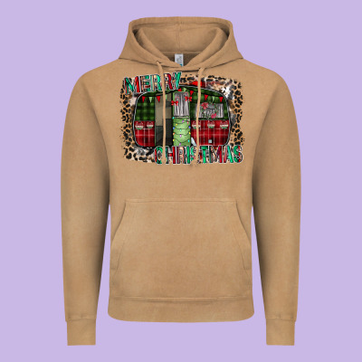 Merry Christmas Caravan Vintage Hoodie Designed By Cowhidedigitalart