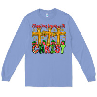 Colony Blue christmas begins with christ Long Sleeve Tee - CowhideDigitalArt
