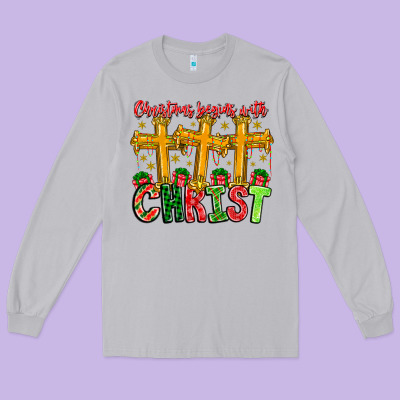 Christmas Begins With Christ Long Sleeve Tee Designed By Cowhidedigitalart