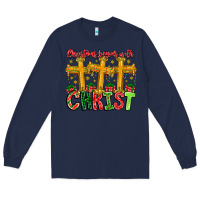 Navy christmas begins with christ Long Sleeve Tee - CowhideDigitalArt