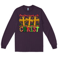 Plum christmas begins with christ Long Sleeve Tee - CowhideDigitalArt