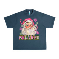 Midnight Navy Pink Believe Santa Christmas Urban Heavy Tee - FaDigitalArtStudio
