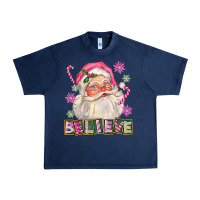 Navy Pink Believe Santa Christmas Urban Heavy Tee - FaDigitalArtStudio