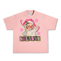 Salmon Pink Believe Santa Christmas Urban Heavy Tee - FaDigitalArtStudio