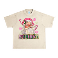 Sandshell Pink Believe Santa Christmas Urban Heavy Tee - FaDigitalArtStudio