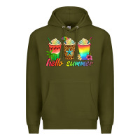 Army Green hello summer Premium Hoodie - Artiststas