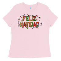Bubblegum Pink Feliz Navidad Ladies Tee - BundleAndBundleShop