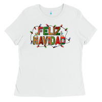 White Feliz Navidad Ladies Tee - BundleAndBundleShop