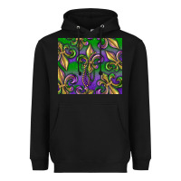 Black Mardi Gras Fleur De Lis Heavyweight Hoodie - RanaPortraitStore
