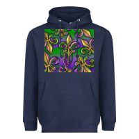 Navy Mardi Gras Fleur De Lis Heavyweight Hoodie - RanaPortraitStore