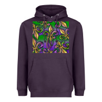Plum Mardi Gras Fleur De Lis Heavyweight Hoodie - RanaPortraitStore