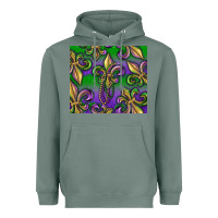 Sage Mardi Gras Fleur De Lis Heavyweight Hoodie - RanaPortraitStore