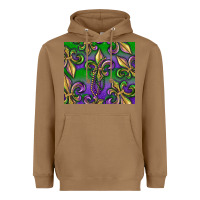 Toasted Coconut Mardi Gras Fleur De Lis Heavyweight Hoodie - RanaPortraitStore