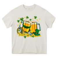 Cream St. Patrick's Day beer Heavy Core Tee - HowdyJamesFarm