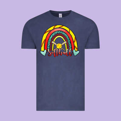 Softball Rainbow Vintage Tee Designed By Ranaportraitstore