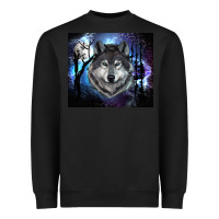 Black wolf and full moon Heavyweight Sweatshirt - RanaPortraitStore