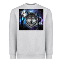 Heather Grey wolf and full moon Heavyweight Sweatshirt - RanaPortraitStore