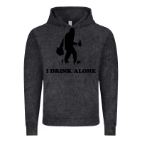 Vintage Black bigfoot sasquatch i drink alone Vintage Hoodie - artisFamous
