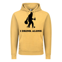 Vintage Mustard bigfoot sasquatch i drink alone Vintage Hoodie - artisFamous