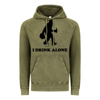 Vintage Olive bigfoot sasquatch i drink alone Vintage Hoodie - artisFamous