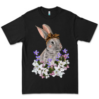 Black Easter Day Flowers bunny Premium Tee - OliviaCreatesArt