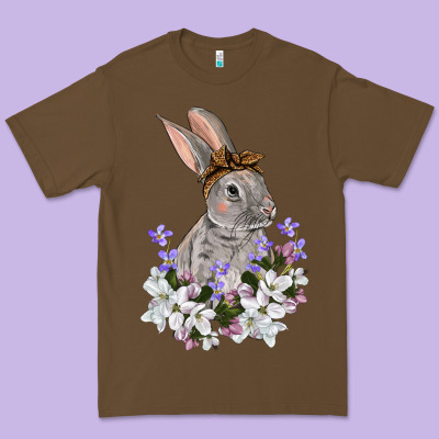 Easter Day Flowers Bunny Premium Tee Designed By Oliviacreatesart