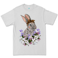 Dove Grey Easter Day Flowers bunny Premium Tee - OliviaCreatesArt