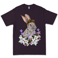 Plum Easter Day Flowers bunny Premium Tee - OliviaCreatesArt