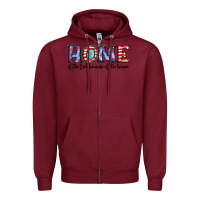 Burgundy home of the because of the brave Zipper Hoodie - JahusDesignShop