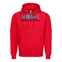 Red home of the because of the brave Zipper Hoodie - JahusDesignShop