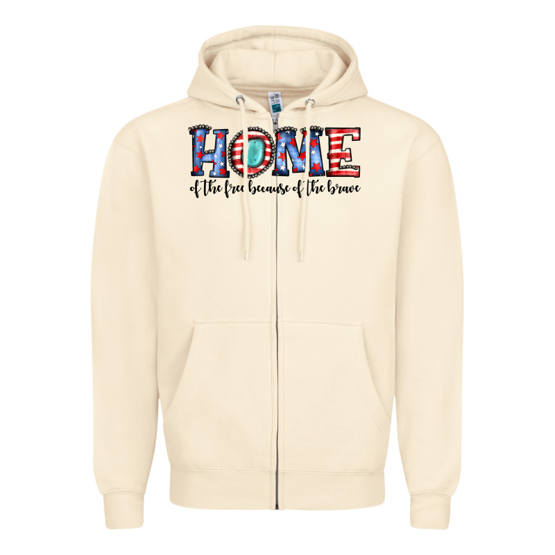 Home Of The Because Of The Brave Zipper Hoodie by JahusDesignShop | Teevron
