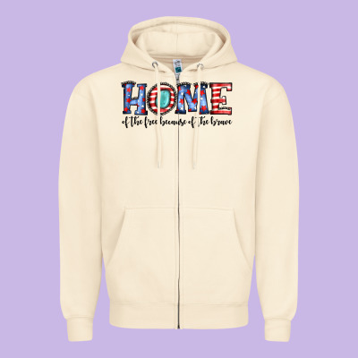 Home Of The Because Of The Brave Zipper Hoodie Designed By Jahusdesignshop