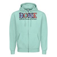 Seafoam home of the because of the brave Zipper Hoodie - JahusDesignShop