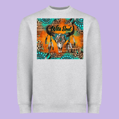 Wild Soul Boho Bull Skull Heavyweight Sweatshirt Designed By Ranaportraitstore