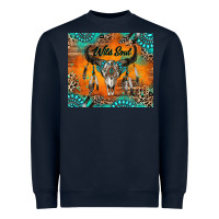 Navy wild soul boho bull skull Heavyweight Sweatshirt - RanaPortraitStore