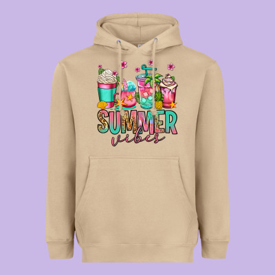 Summer Vibes Coffee Cups Heavyweight Hoodie Designed By Jasminsmagicworld